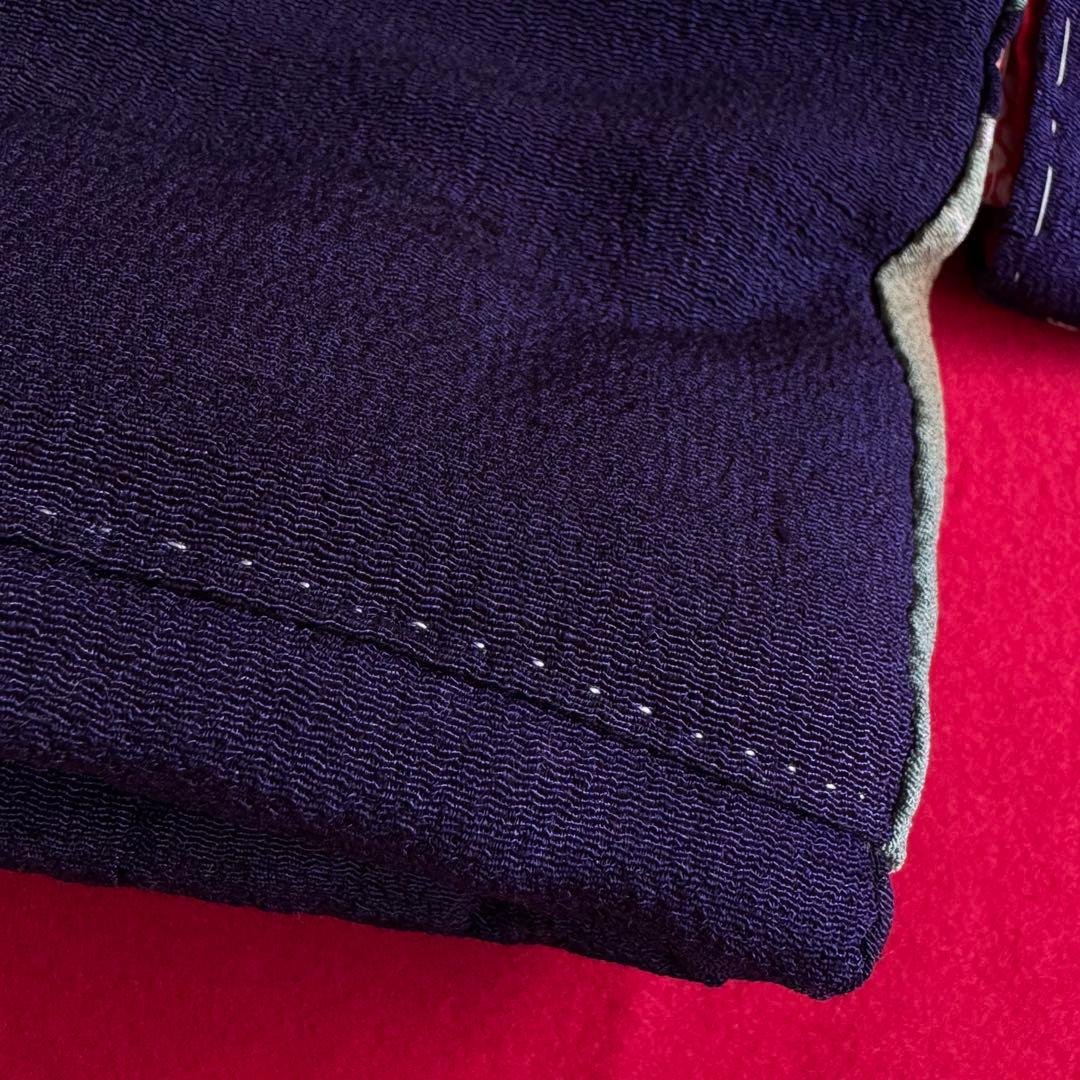 市松人形 12号(42cm)サイズの着物　比翼仕立て　濃紫　梅松菊　き