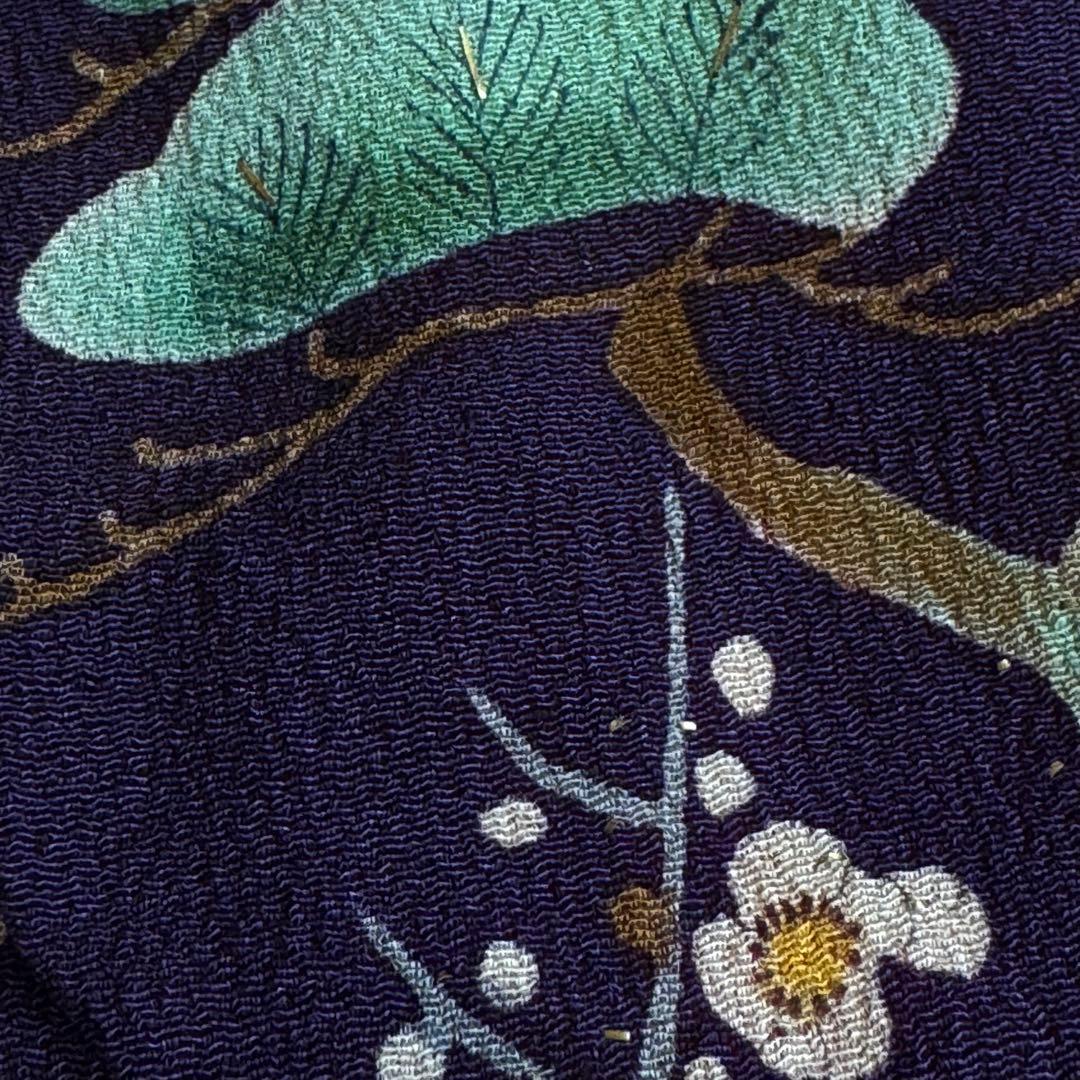 市松人形 12号(42cm)サイズの着物　比翼仕立て　濃紫　梅松菊　き