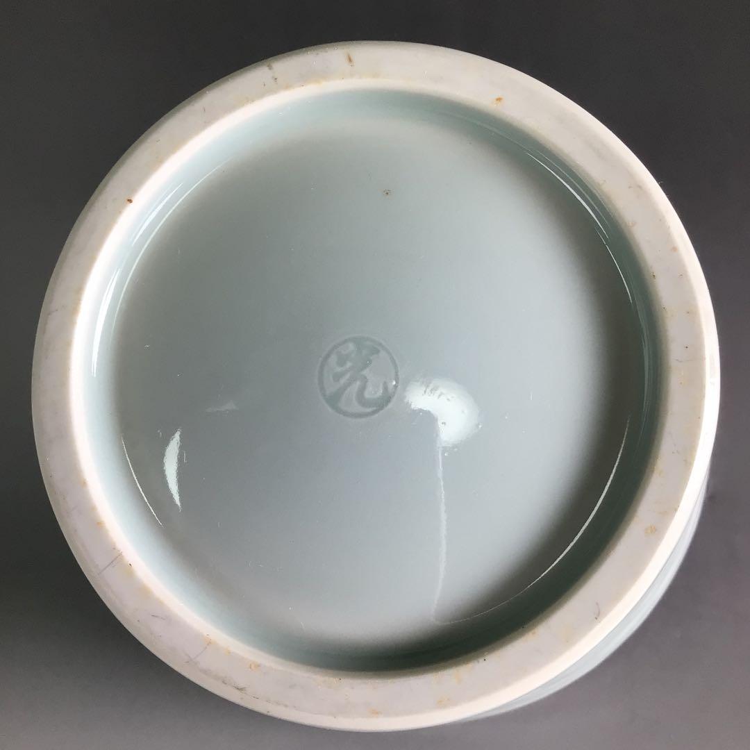 Ｒ６８３　水指　『石崎光四郎造』『青白磁』『末広水指』　共箱　茶道具