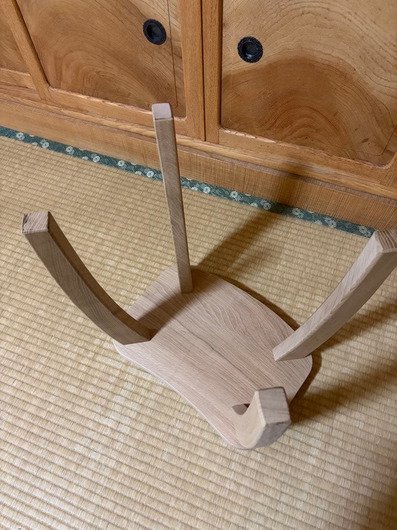 1391建具屋58年のおじいさんの手作り木製サイドテーブル、イス、スツール