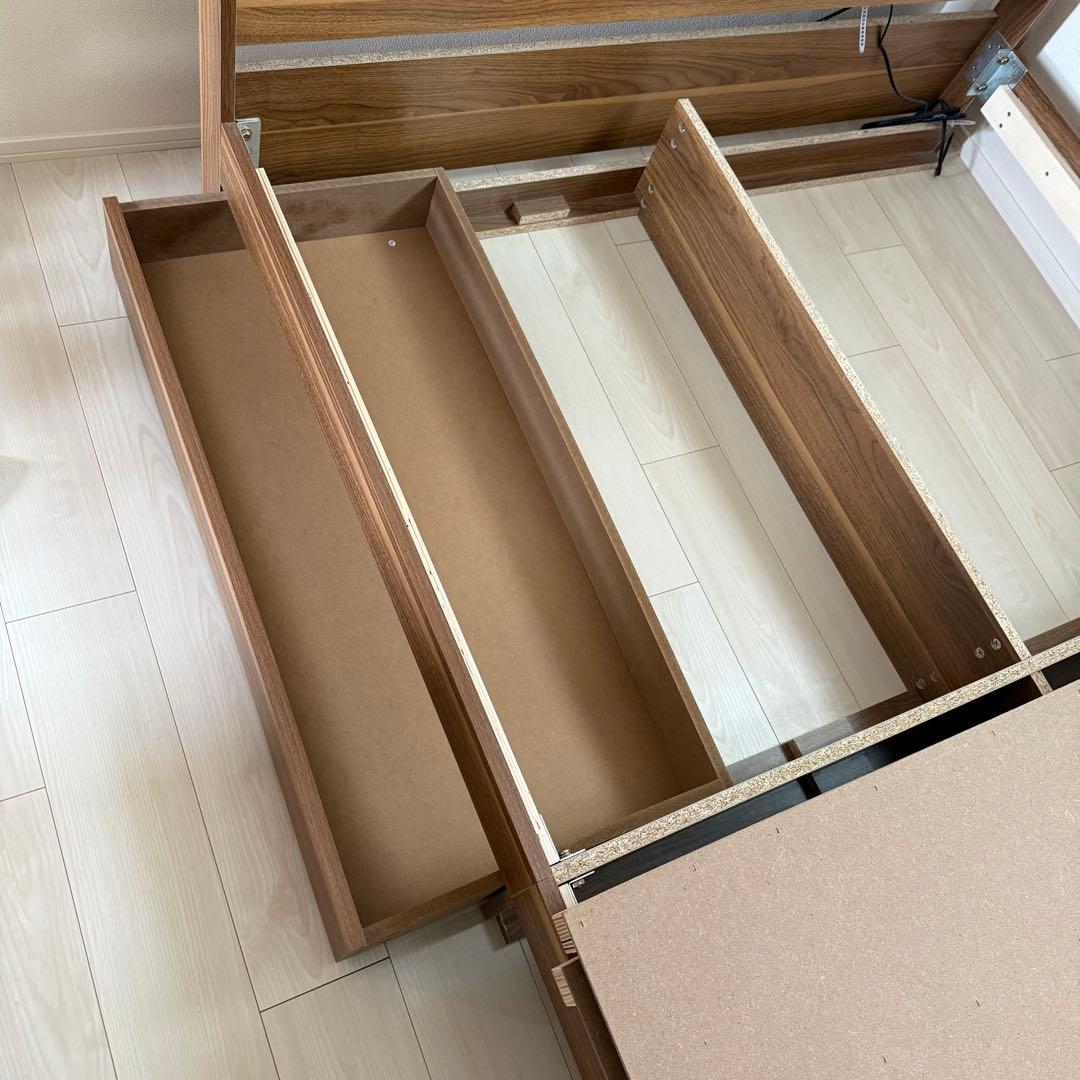 ダブルベッドフレーム ベッドスタイル 木製 コンセント・収納・照明付き