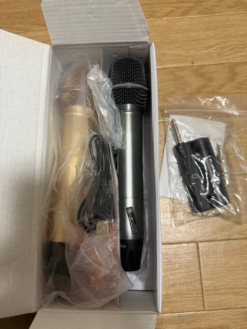 カラオケ マイク ワイヤレスマイク２本 UHF マイクロフォン 充電式