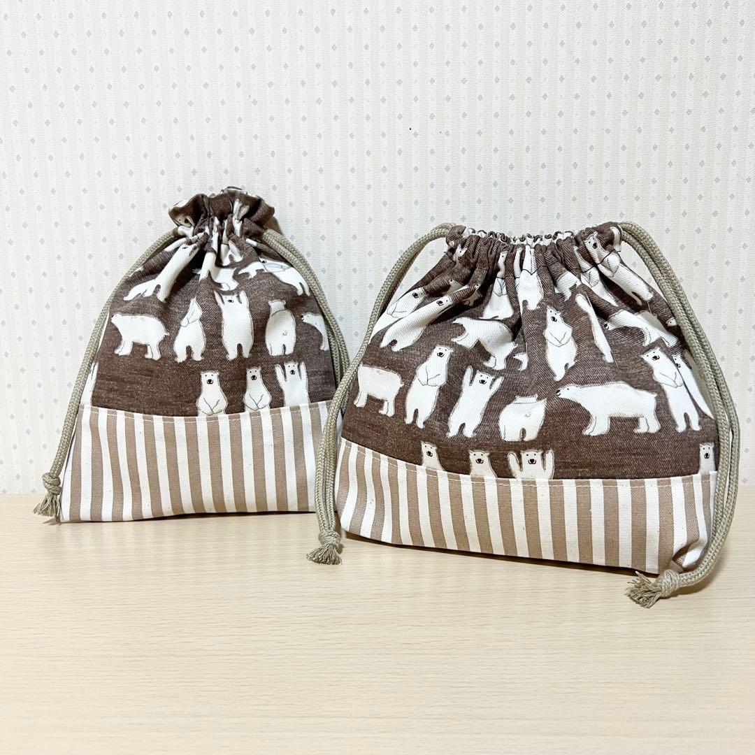 A37.＊はなmama＊入園入学5点セット／裏地付き／しろくまブラウン