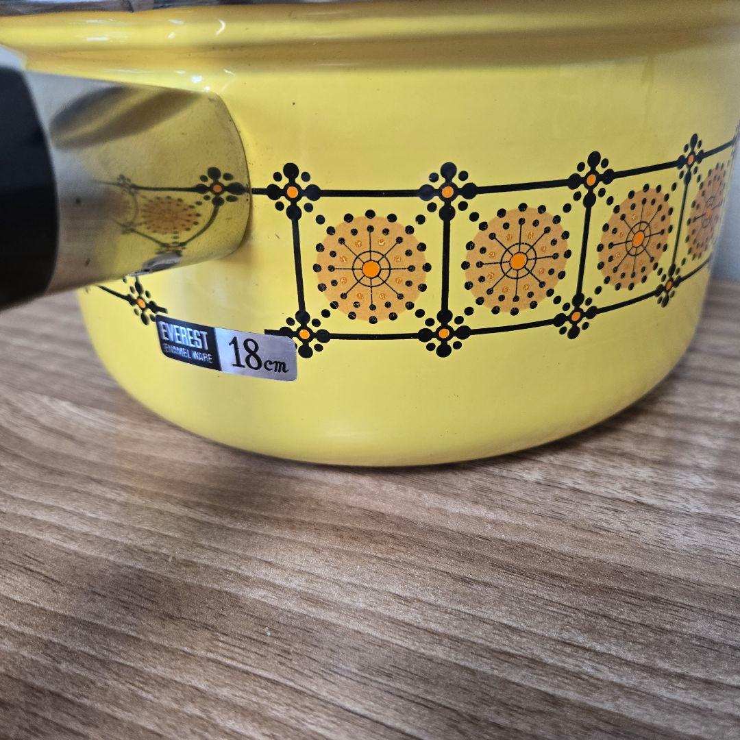 昭和レトロ エヴェレスト ホーロー シリーズ イエロー片手鍋 18cm
