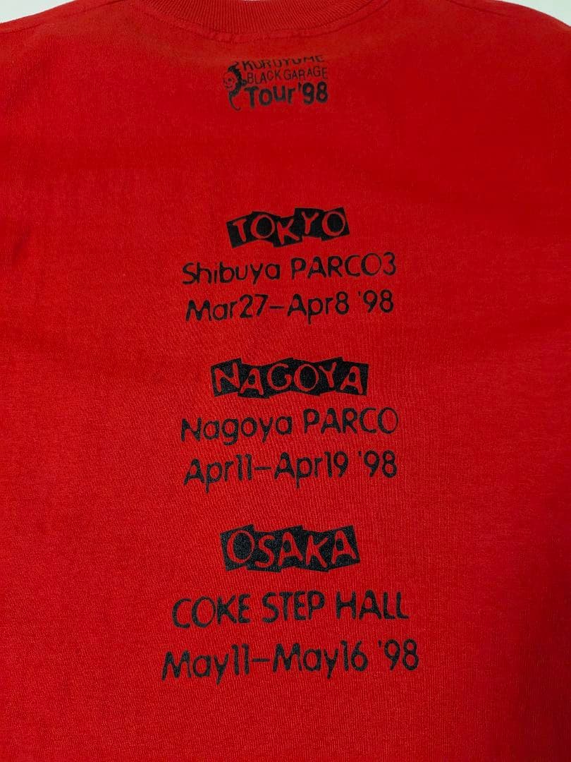 90s 黒夢　Ｔシャツ　1998年 BLACK GARAGE ツアー　Ｓ　レッド