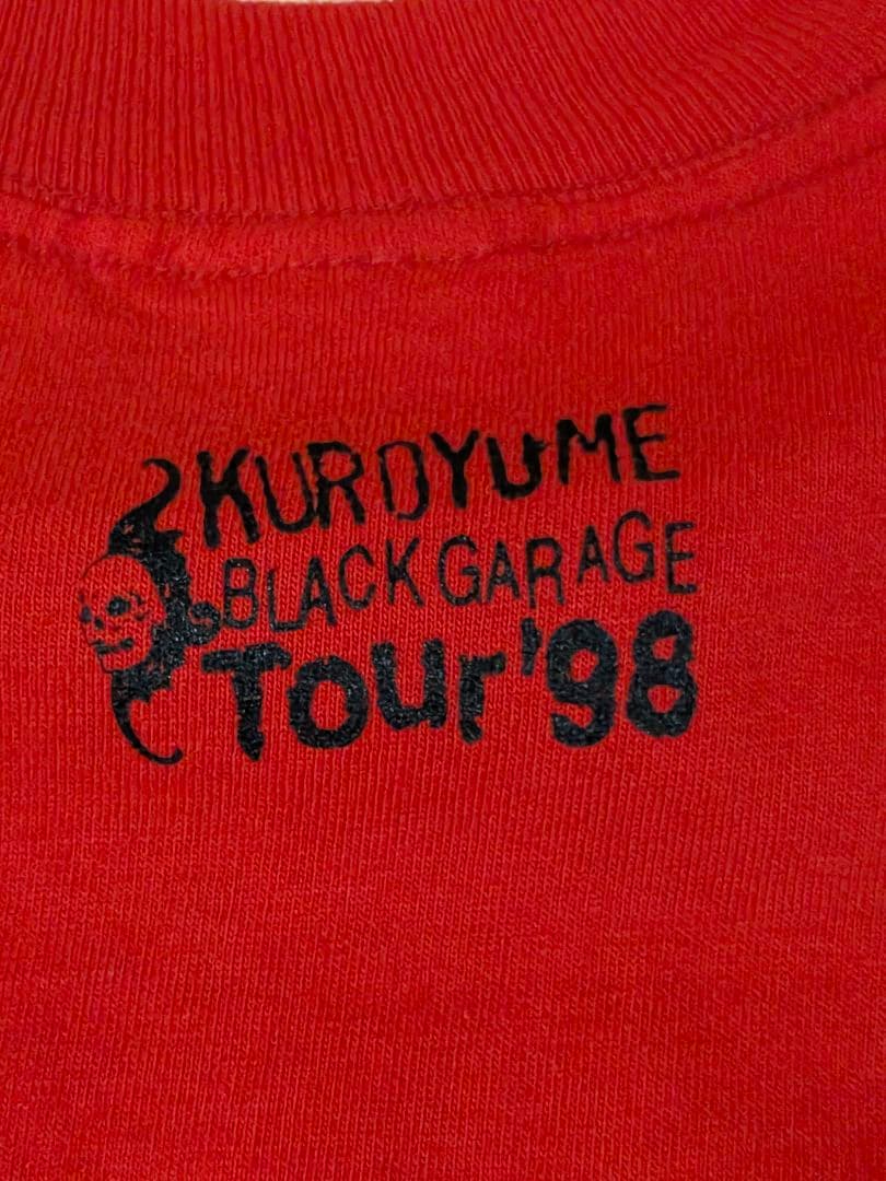 90s 黒夢　Ｔシャツ　1998年 BLACK GARAGE ツアー　Ｓ　レッド