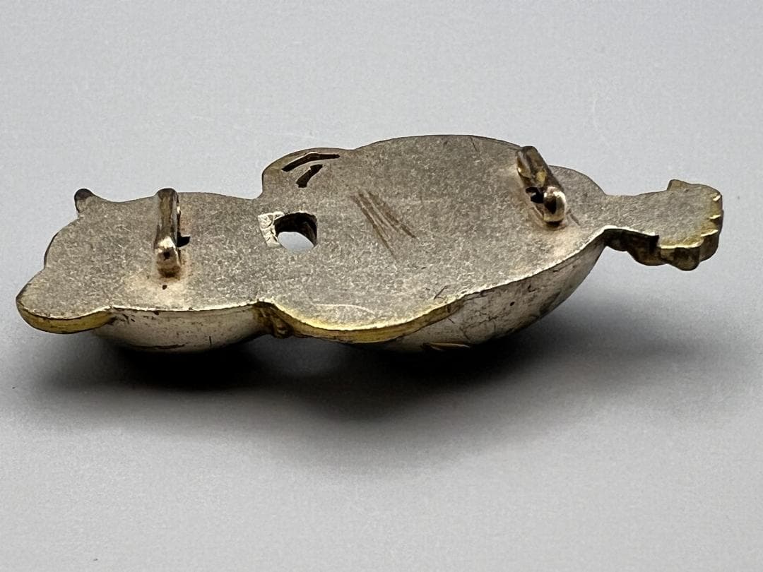 彫金　帯留め　瓢箪　ひょうたん形　牡丹図　和装小物　金属製　重量約11g