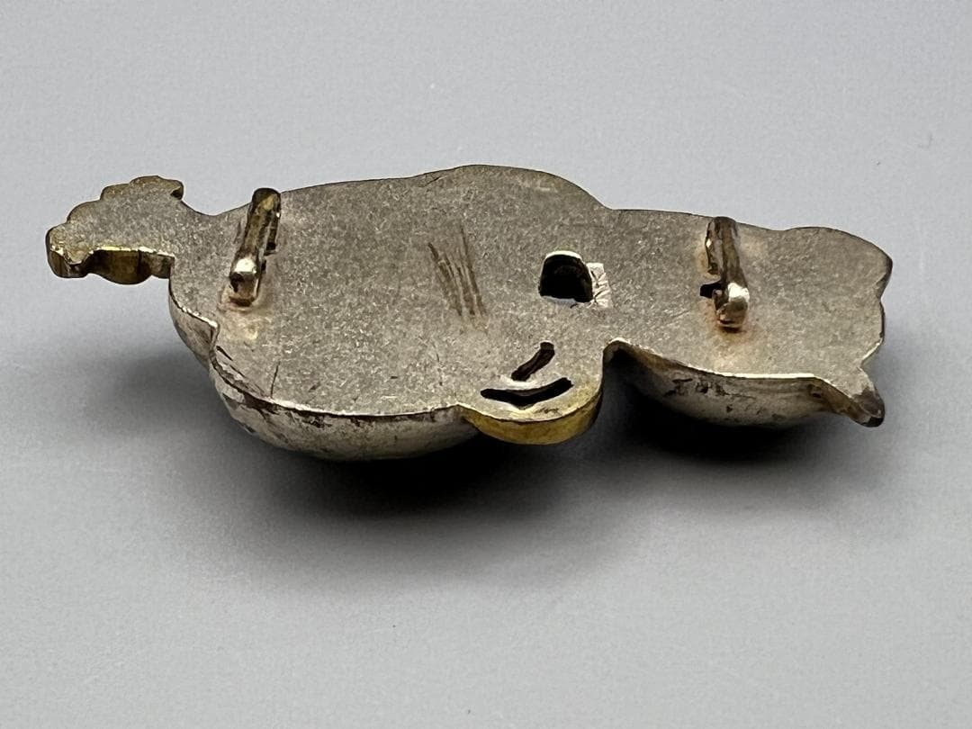 彫金　帯留め　瓢箪　ひょうたん形　牡丹図　和装小物　金属製　重量約11g