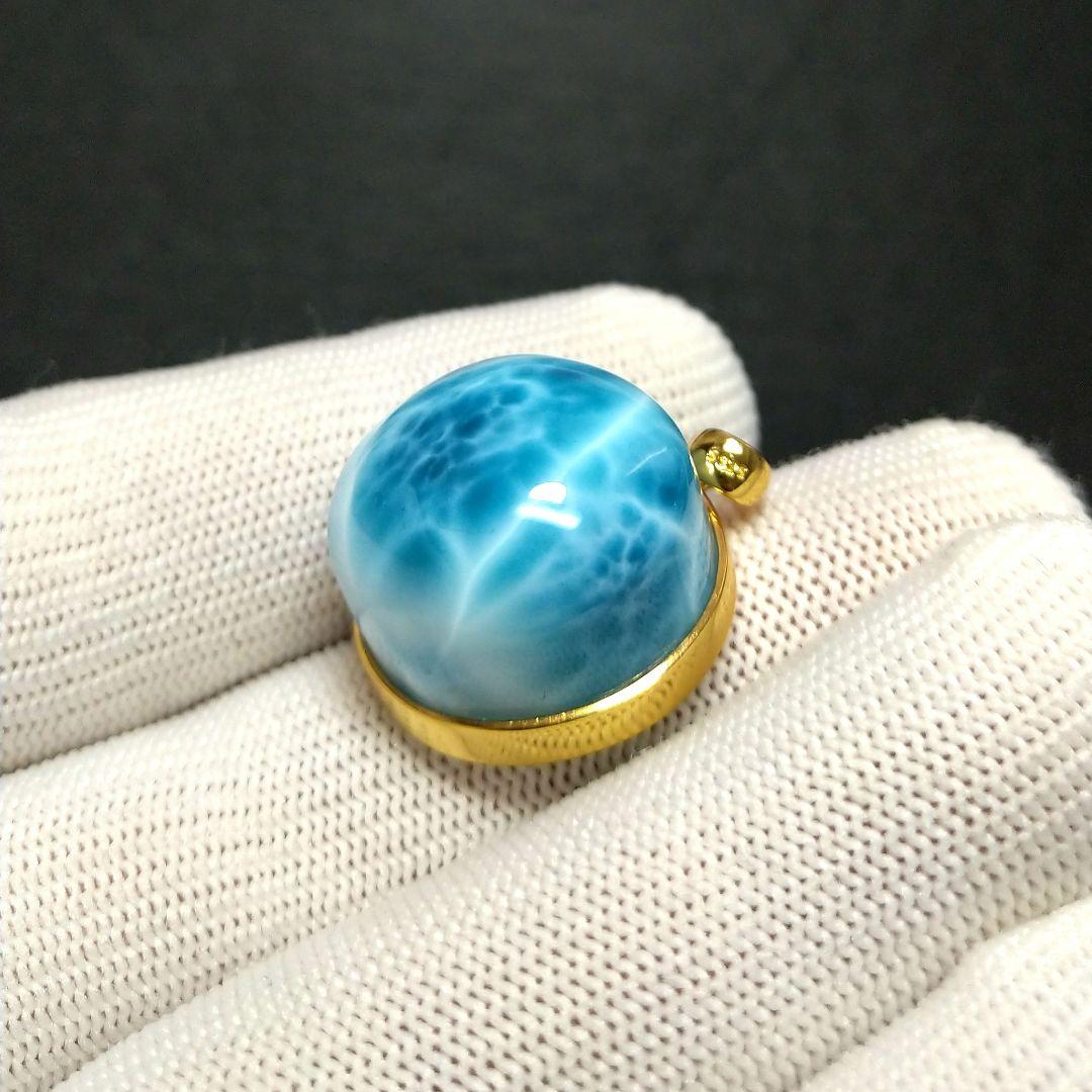 【極上,美品】ラリマー ペンダントトップ　No.８３　丸型　ブルーペクトライト