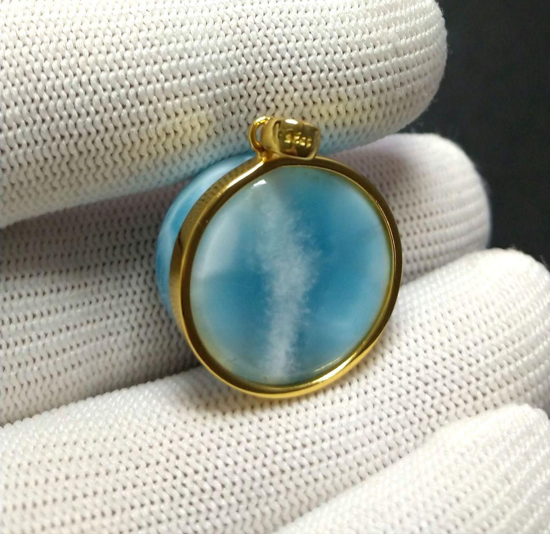 【極上,美品】ラリマー ペンダントトップ　No.８３　丸型　ブルーペクトライト