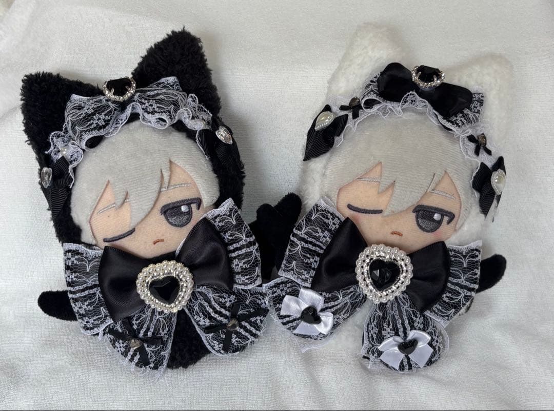 ちびぐるみ ぬい服 11cm ねこ耳 ２着セット ブラック ホワイト