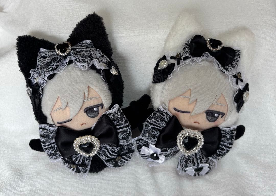 ちびぐるみ ぬい服 11cm ねこ耳 ２着セット ブラック ホワイト