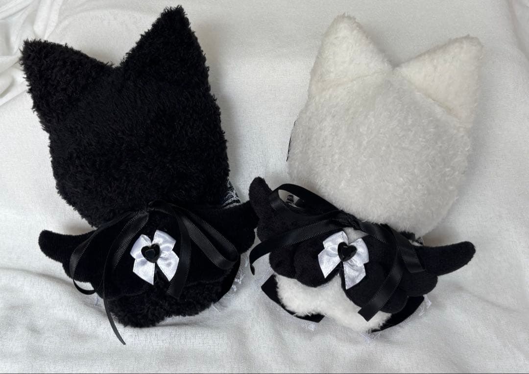 ちびぐるみ ぬい服 11cm ねこ耳 ２着セット ブラック ホワイト