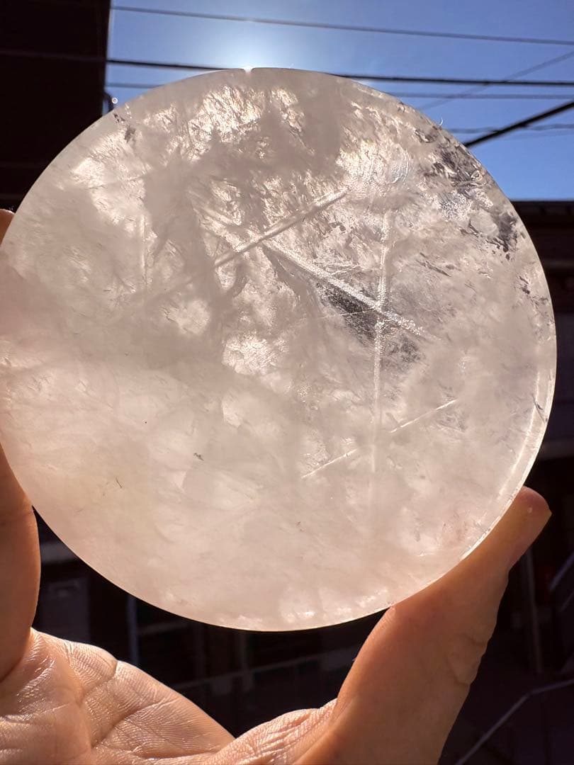 高波動茶水晶七星陣セット虹入り中央玉白水晶台付特別構成