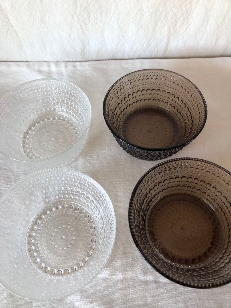 イッタラ カステヘルミ　ガラスボウル 4個セット（クリア・サンド）