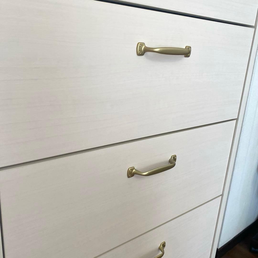 【美品】B-COMPANY 幅60cm 5段 チェスト 深型タイプ 木目ホワイト