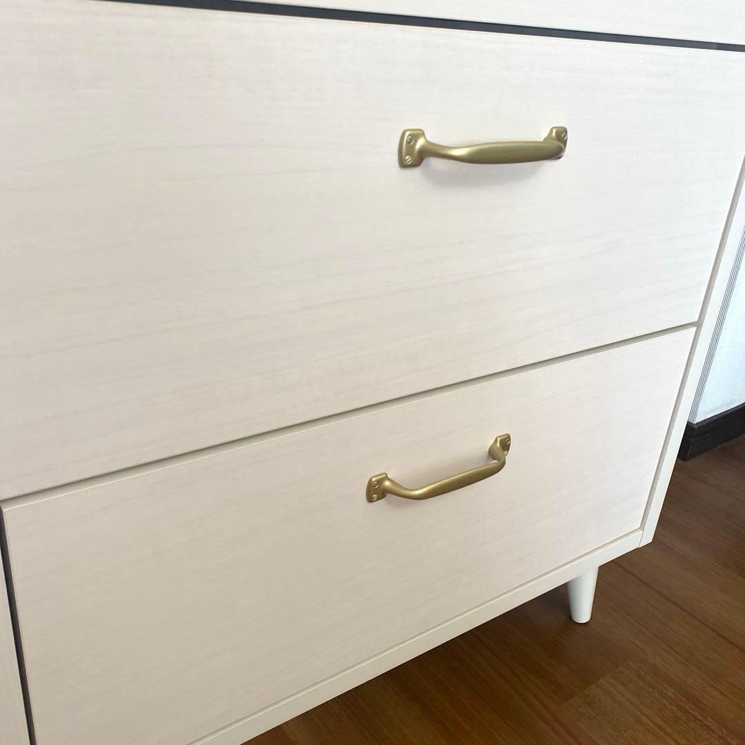 【美品】B-COMPANY 幅60cm 5段 チェスト 深型タイプ 木目ホワイト