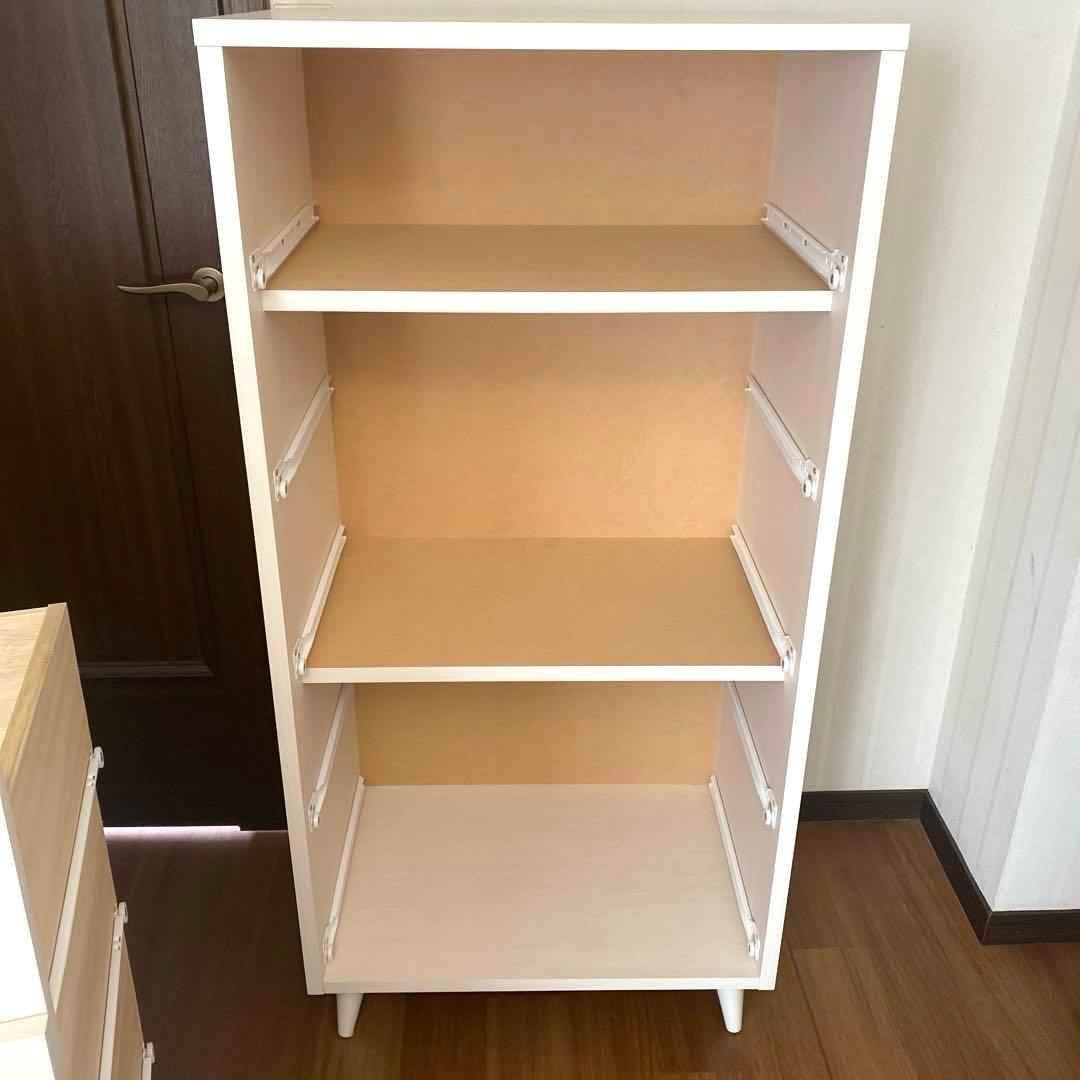 【美品】B-COMPANY 幅60cm 5段 チェスト 深型タイプ 木目ホワイト