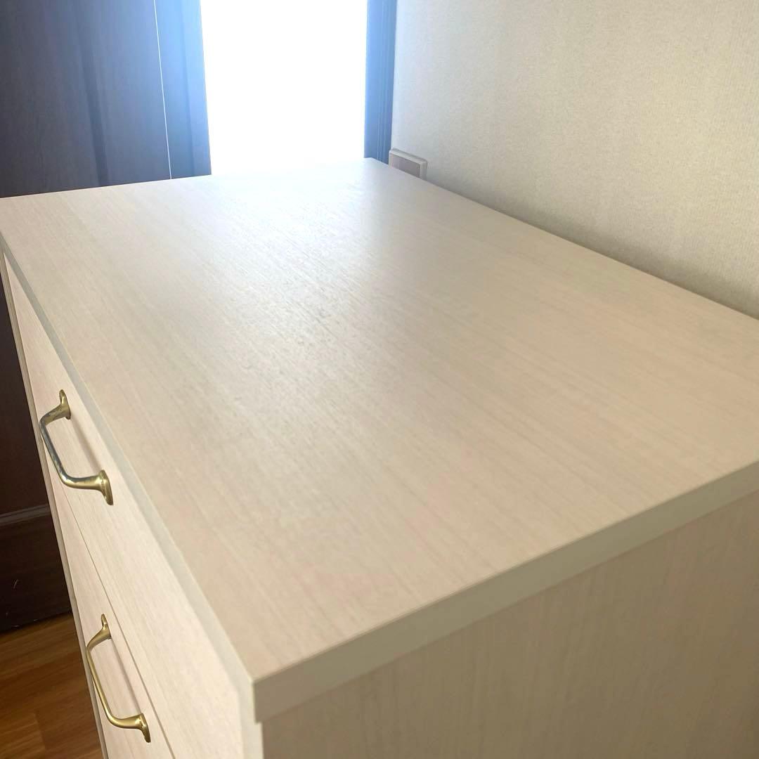 【美品】B-COMPANY 幅60cm 5段 チェスト 深型タイプ 木目ホワイト