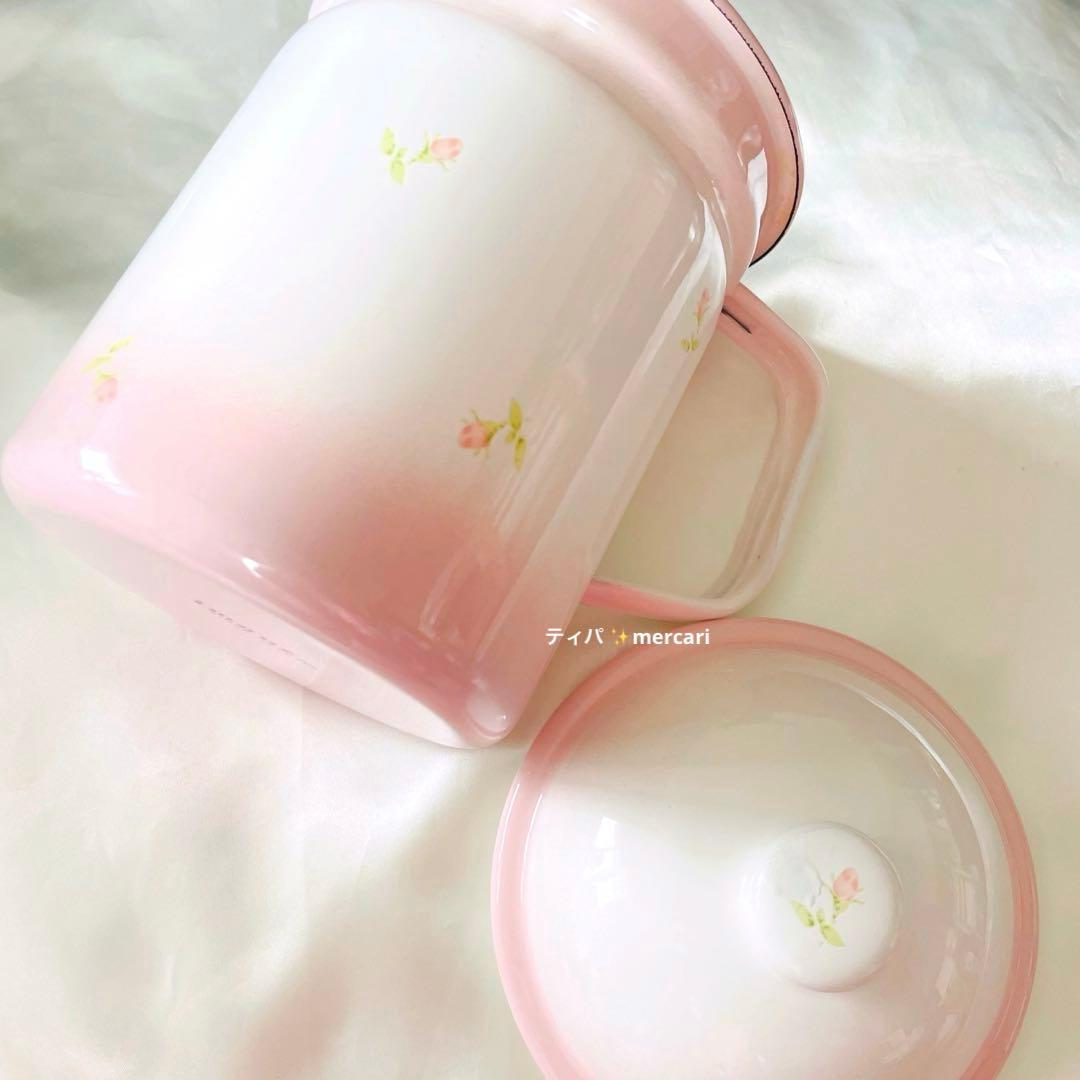 【美品】イマン　オイルポット　プチローズ　油こし器　ホーロー　琺瑯　imane