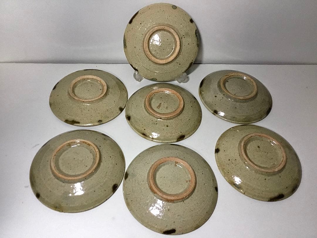 益子焼？◆カップ&ソーサー ７客◆民芸 デミタス 小皿 ぐい呑 コーヒーカップ