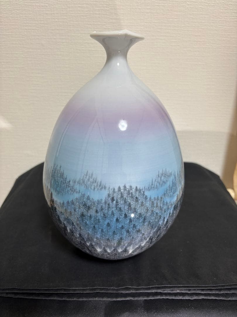 藤井朱明 壺 飾り壺 花器 日展人気作家 朝日 花瓶 有田焼 共箱なし