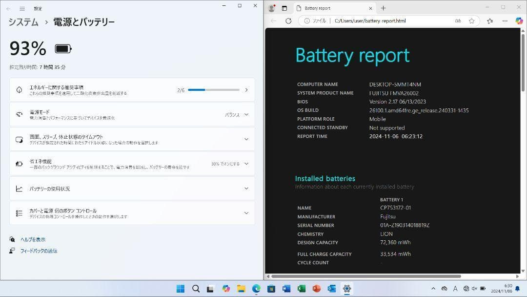 8347 富士通 ノートパソコン 本体 Windows11 オフィス付