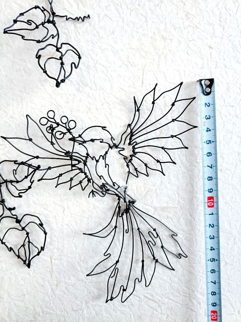 蔓の実　小鳥　ワイヤーアート　ワイヤークラフト　蔓植物　赤い実