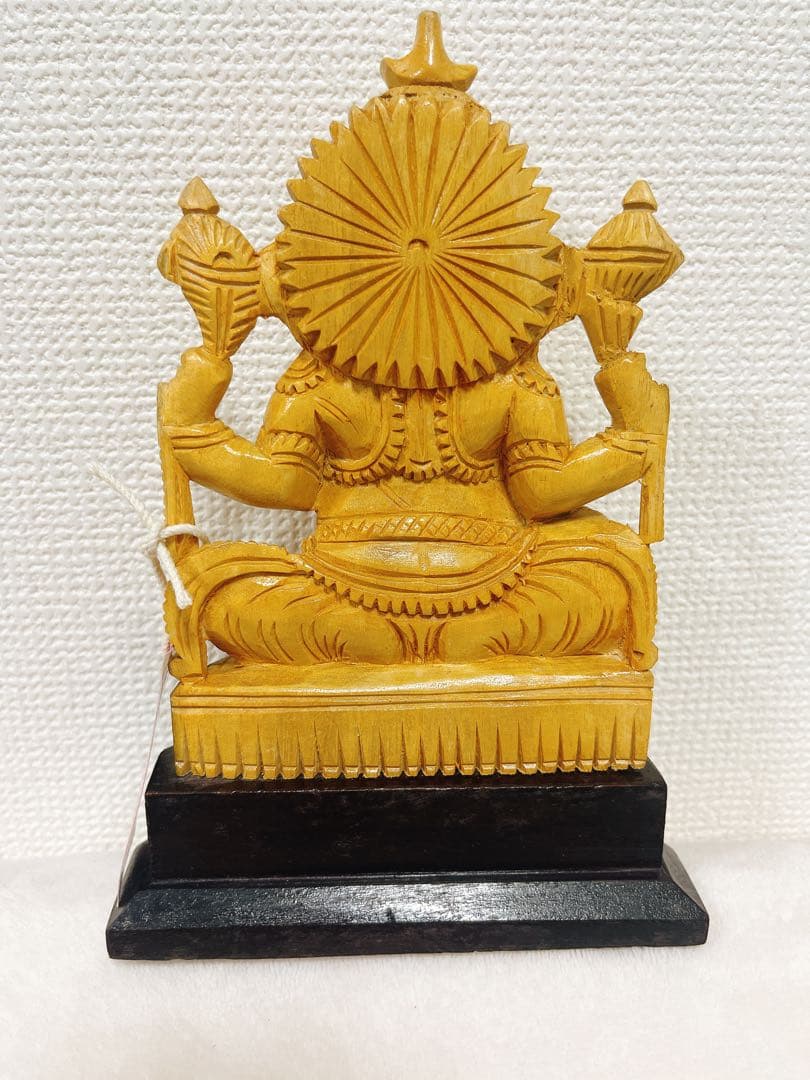 木製 ガネーシャ像 台座　 ハンドメイド　南インド