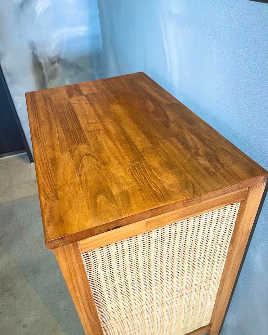 ヴィンテージ ラタンチェスト 3段 ナチュラル ミッドセンチュリー 収納