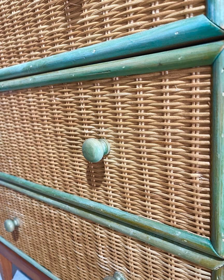 ヴィンテージ ラタンチェスト 3段 ナチュラル ミッドセンチュリー 収納