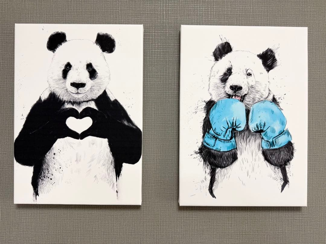 No.249木枠付きキャンバスアート　パンダの絵画　バンクシー　バスキア