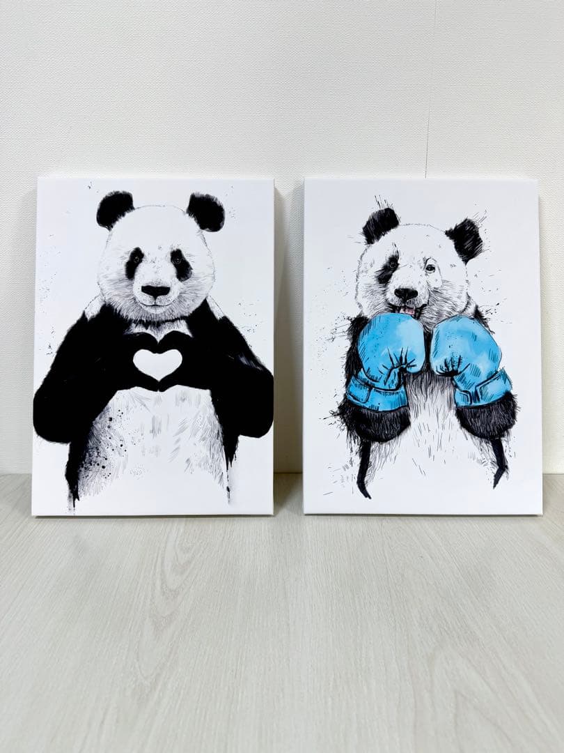 No.249木枠付きキャンバスアート　パンダの絵画　バンクシー　バスキア