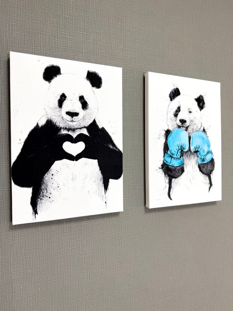 No.249木枠付きキャンバスアート　パンダの絵画　バンクシー　バスキア