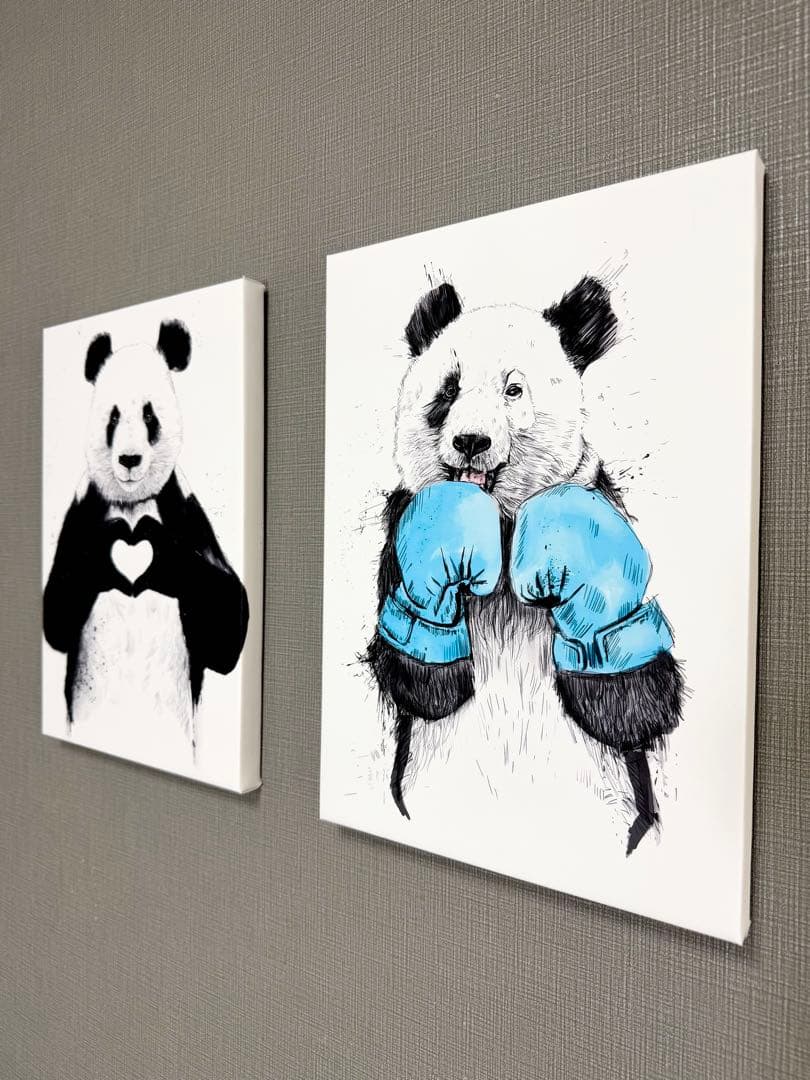 No.249木枠付きキャンバスアート　パンダの絵画　バンクシー　バスキア