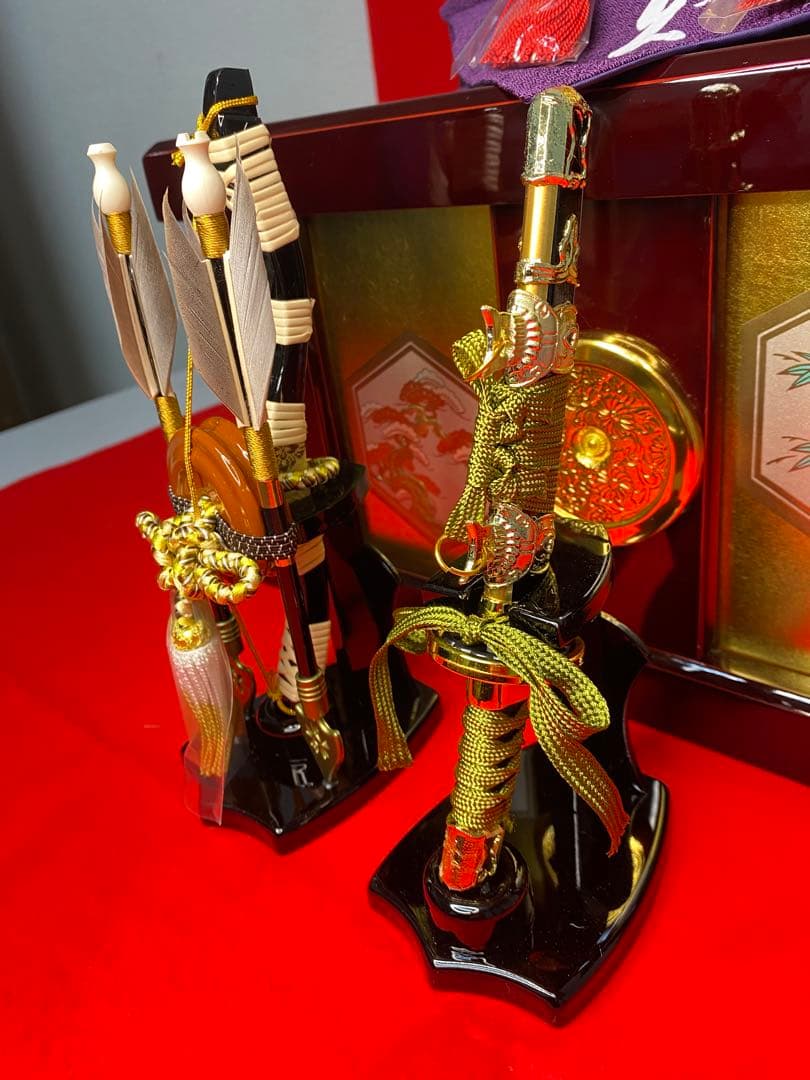 東京久月　五月人形　家紋付き兜飾り収納セット