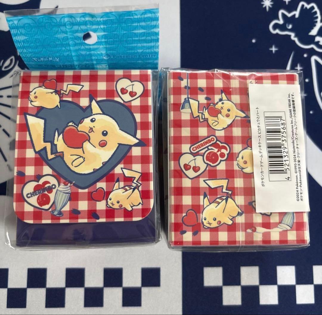 ポケカ　ピカチュウとハート　デッキシールド　デッキケース　プレイマットケース
