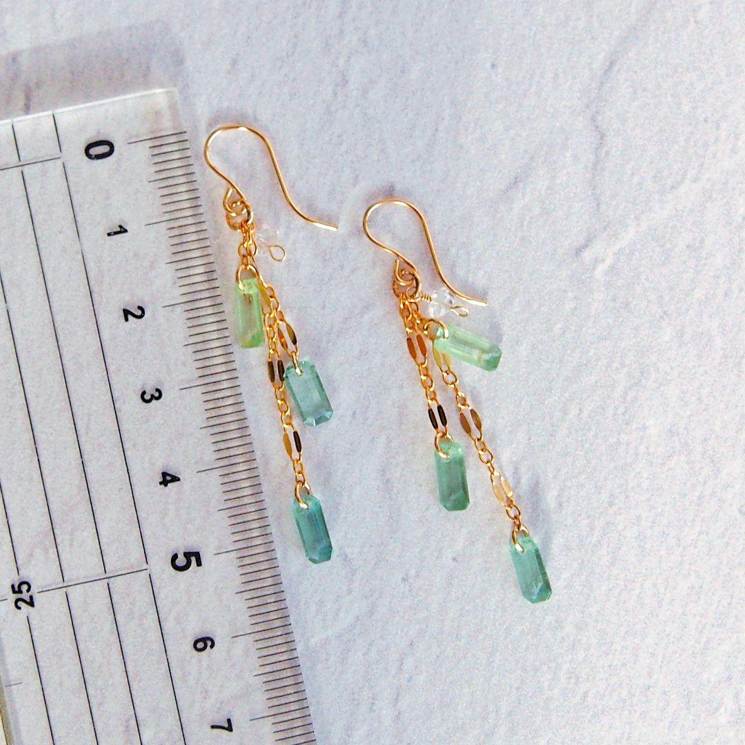 Kaya　グリーンカイヤナイト　レクタングル　チャーム　14kgf