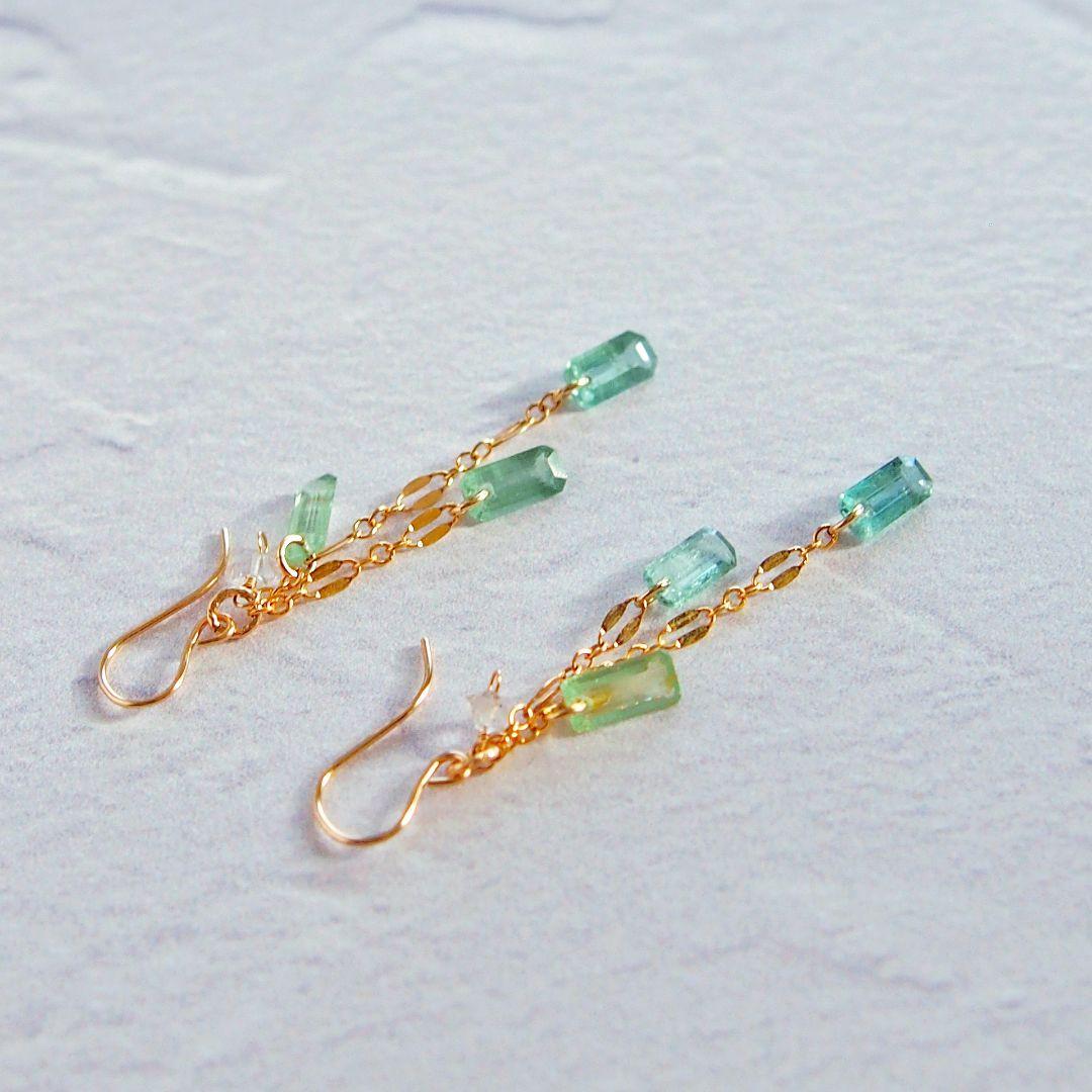 Kaya　グリーンカイヤナイト　レクタングル　チャーム　14kgf