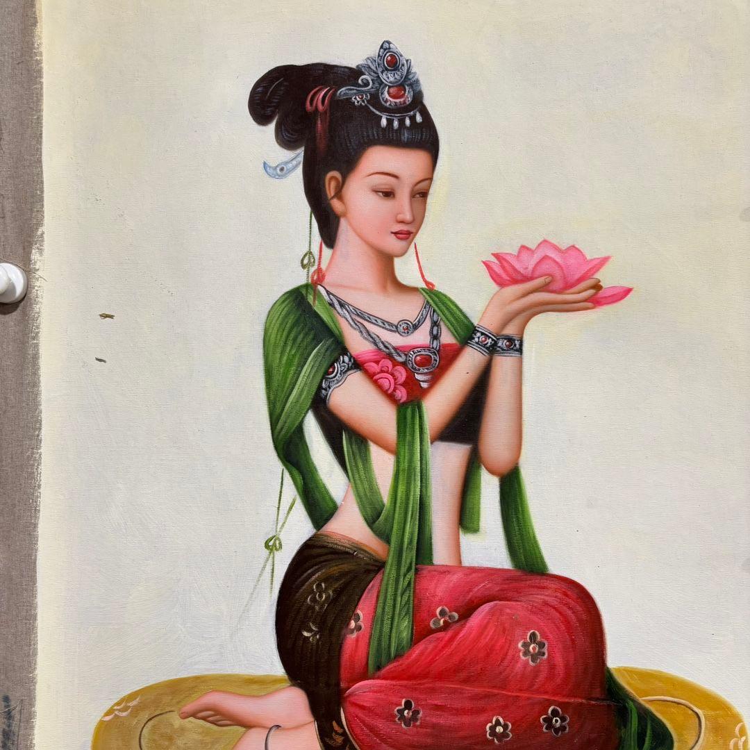 手描き 水彩油画 人物画 曾浩 インテリアアート 約70×100cm