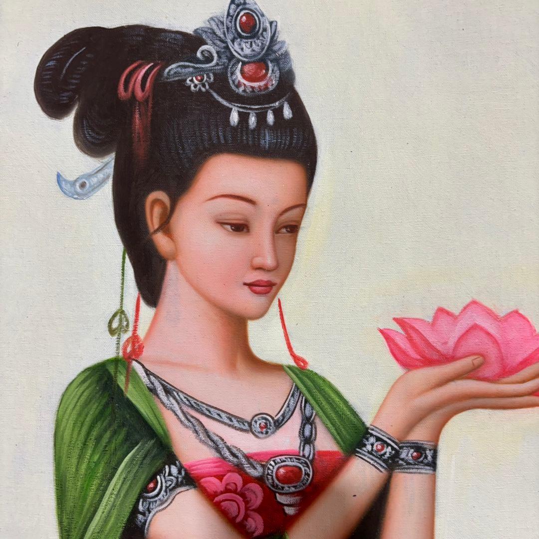 手描き 水彩油画 人物画 曾浩 インテリアアート 約70×100cm