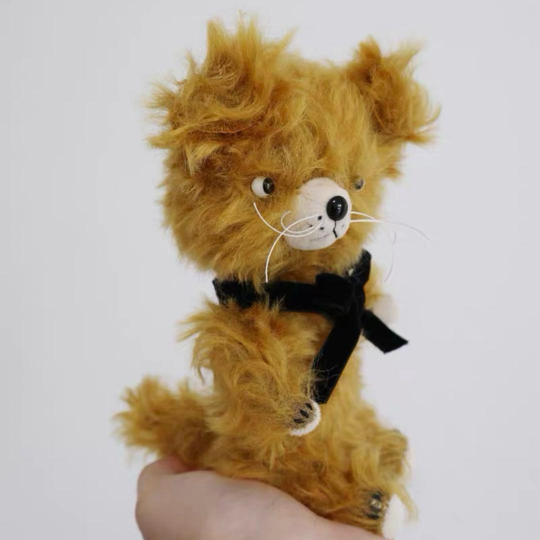 茶色のふさふさワンワン アーティストベア 海外作家様 犬 ハンドメイド 置物