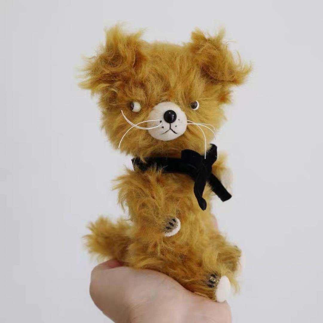 茶色のふさふさワンワン アーティストベア 海外作家様 犬 ハンドメイド 置物