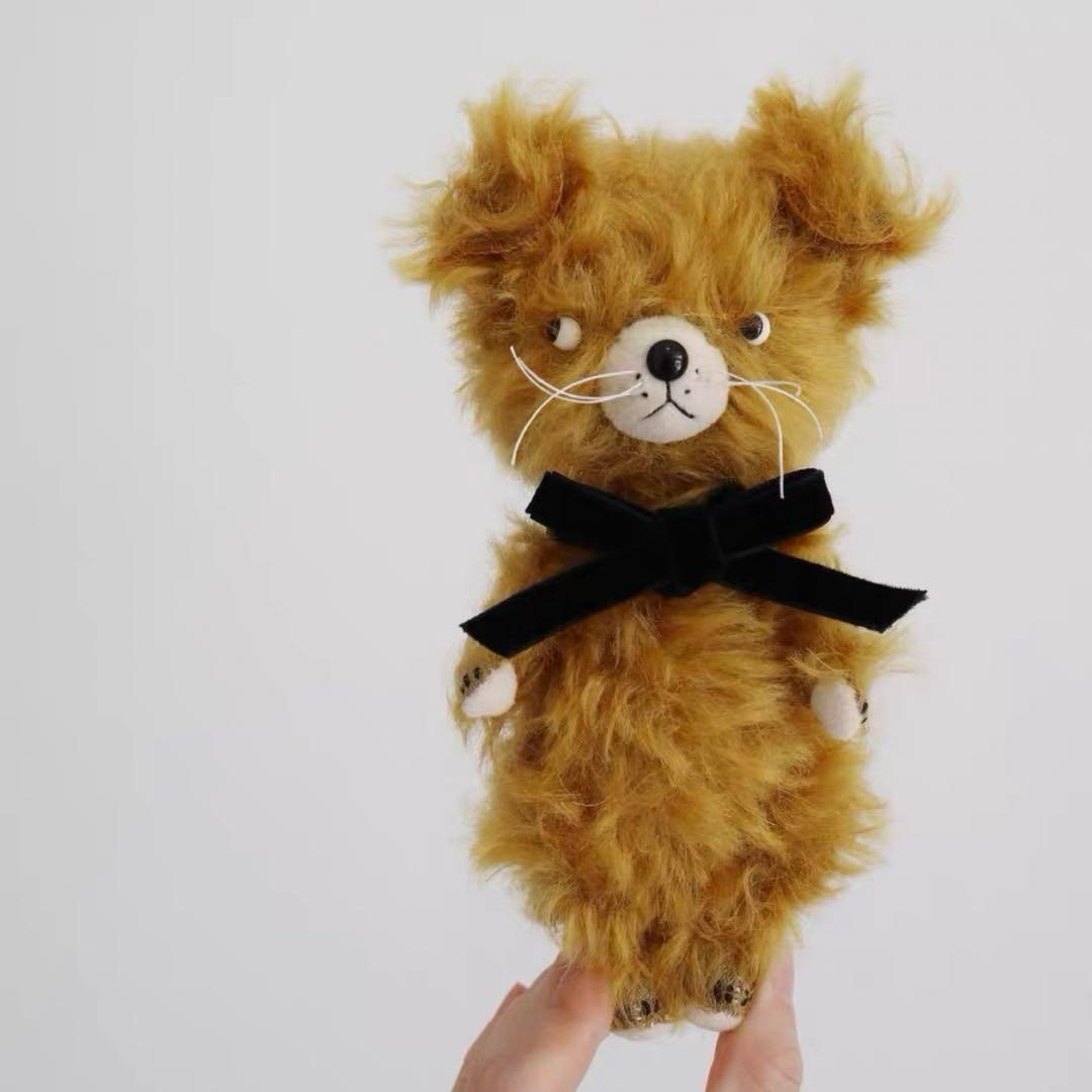 茶色のふさふさワンワン アーティストベア 海外作家様 犬 ハンドメイド 置物