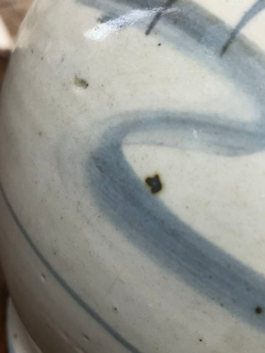 江戸中期　古伊万里　染付　葉文　徳利花入　大きいトックリ　アンティーク