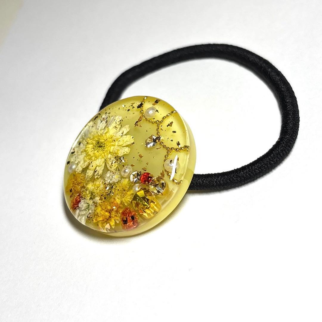 レジン　ヘアゴム　マトリカリア　イエロー系　52