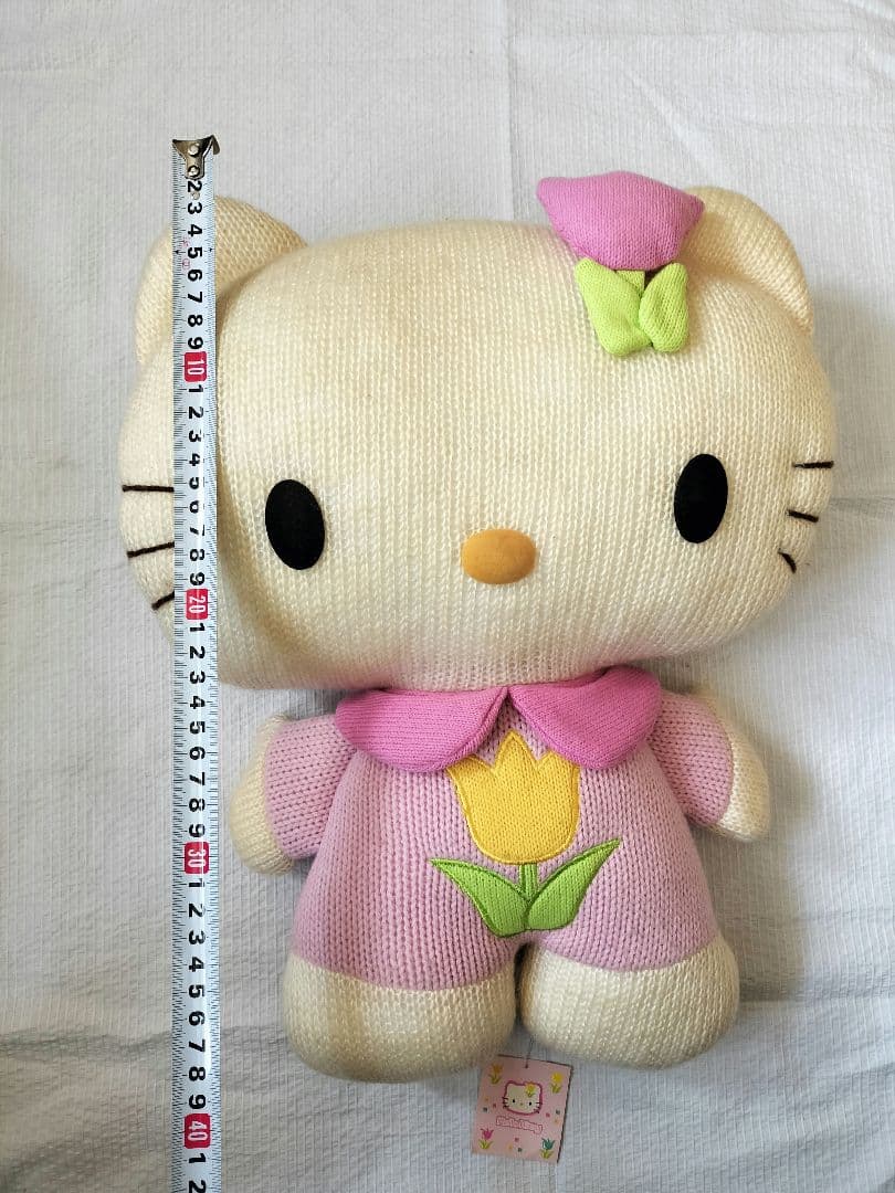 【 平成レトロ　タグ付き】 ハローキティ　ニット ぬいぐるみ　Lサイズ40cm