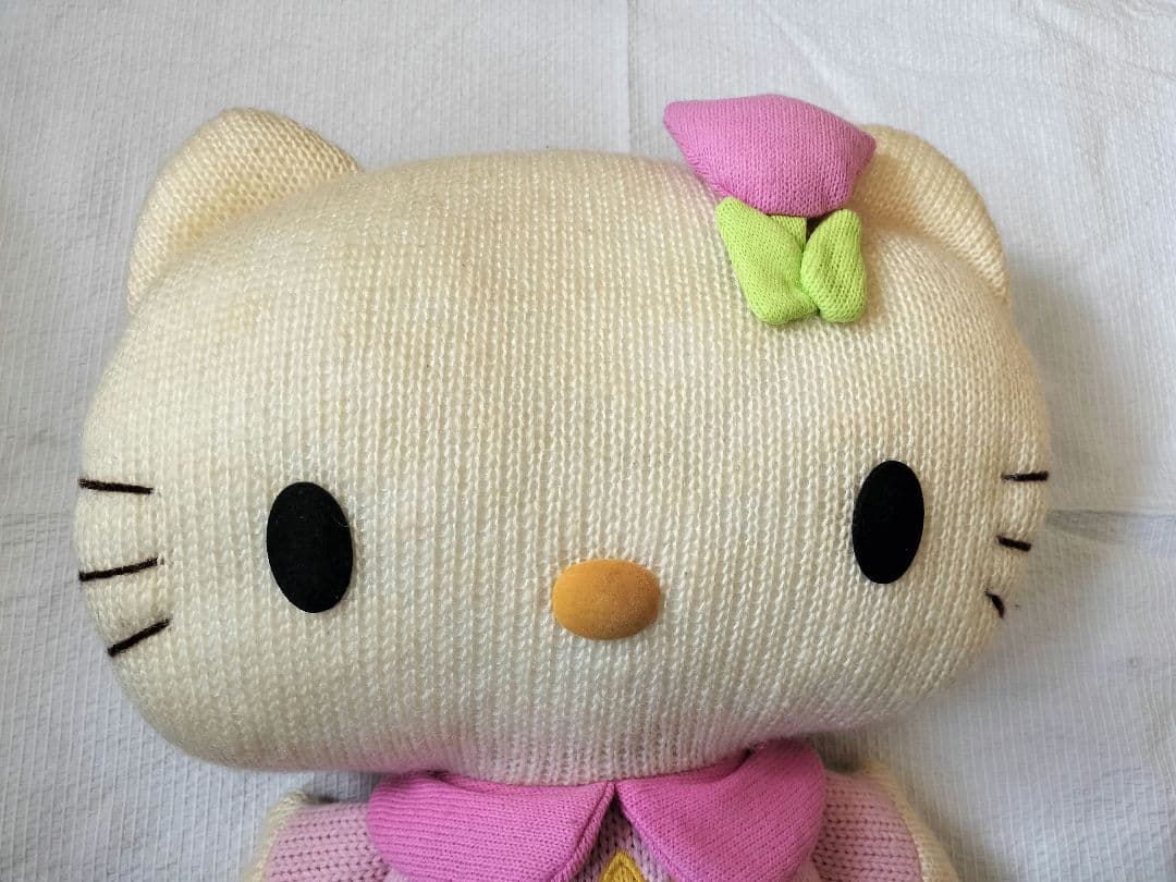 【 平成レトロ　タグ付き】 ハローキティ　ニット ぬいぐるみ　Lサイズ40cm