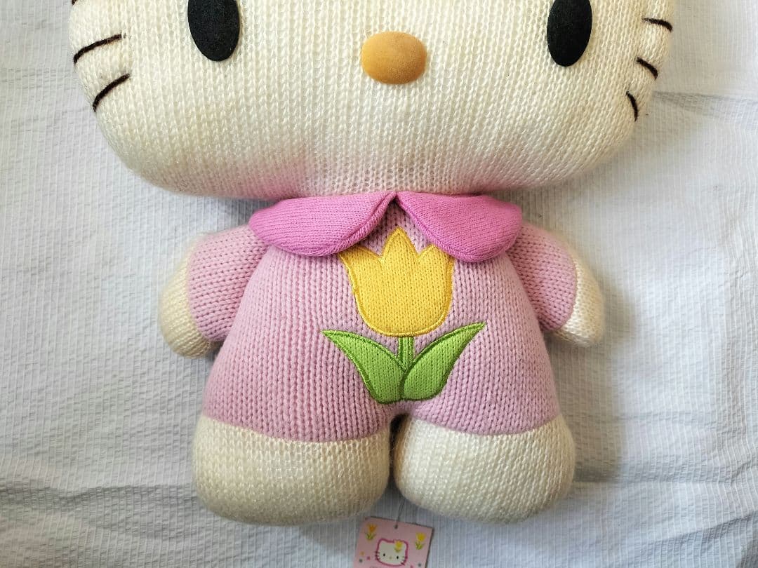 【 平成レトロ　タグ付き】 ハローキティ　ニット ぬいぐるみ　Lサイズ40cm