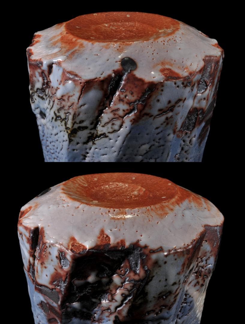 林正太郎 鼡志野 富士絵 水指 共箱 掲載個展図録添（表紙掲載） 正神窯